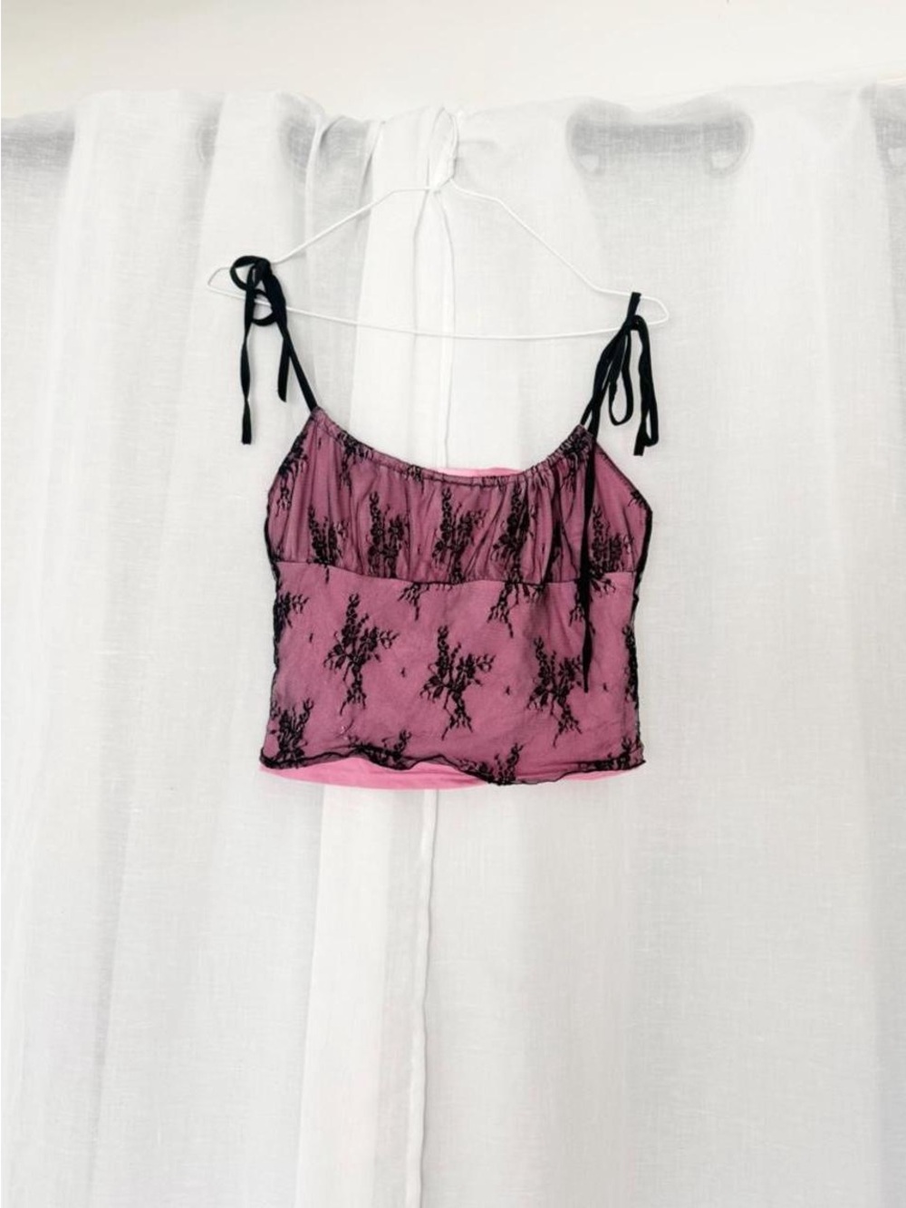 Sugar Thrillz Pink & Black Lace Cami Top